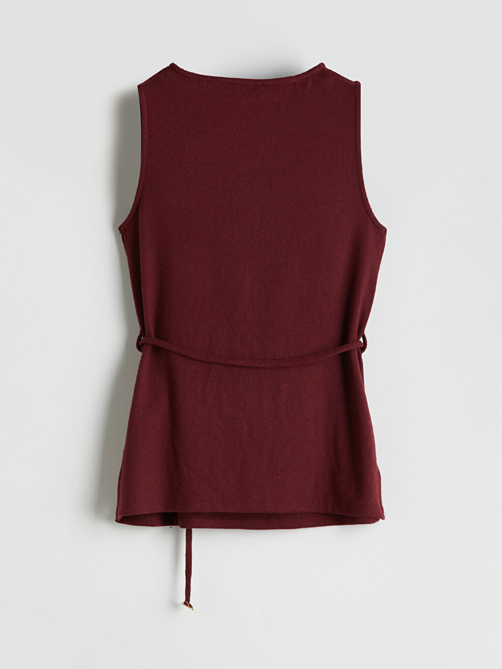 Bordo Bisiklet Yaka Kadın Triko Atlet-5