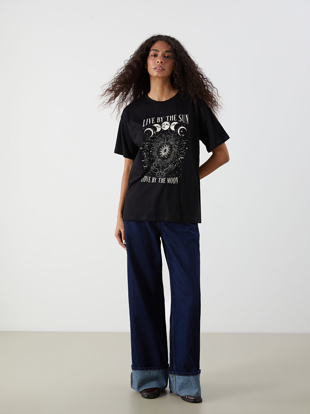 T-shirt Imprimé à Col Rond pour Femmes-1