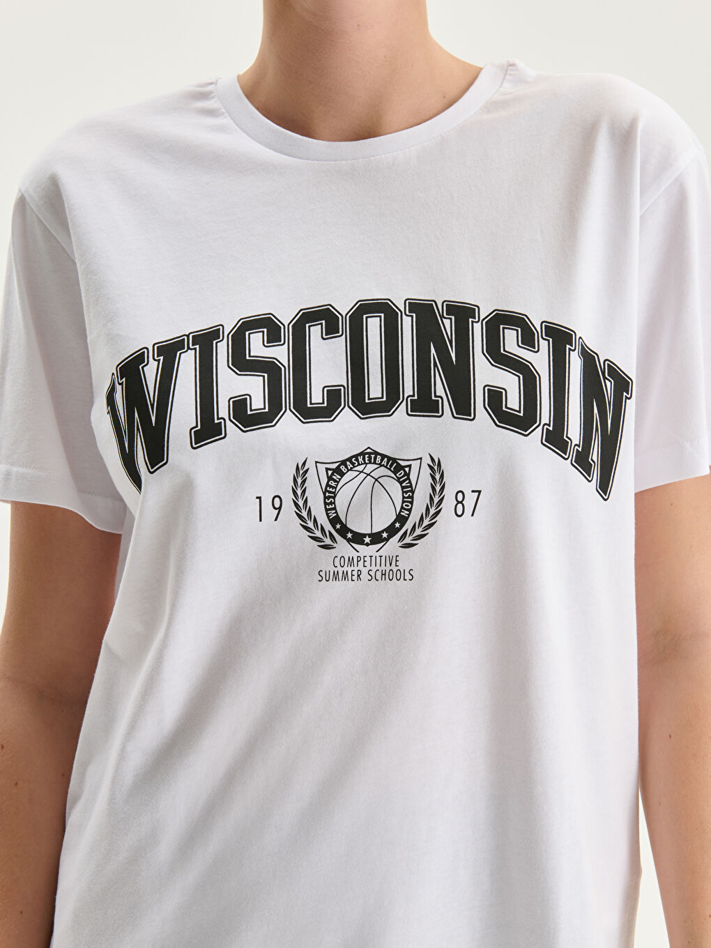 Crew Neck Wisconsin Printed Women's T-Shirt-2