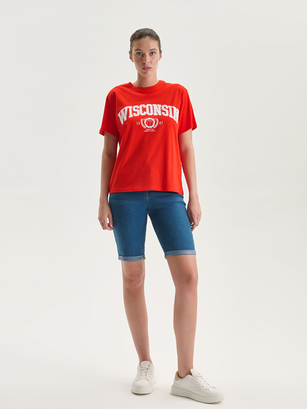 T-shirt pour Femmes Imprimé Wisconsin Col Rond-1