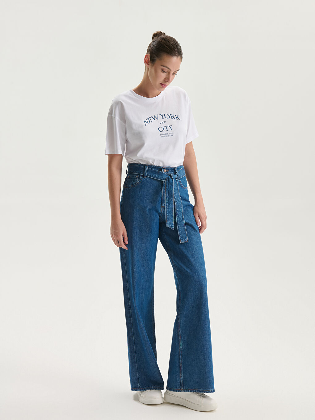 T-shirt pour Femmes à Col Rond Imprimé New York-1