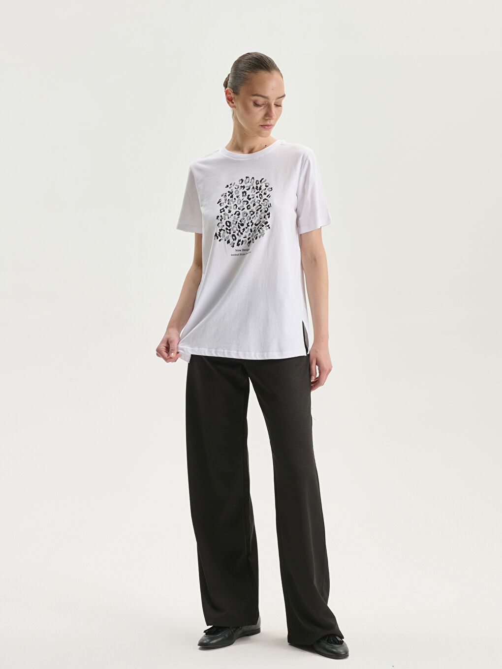 T-shirt Imprimé à Col Rond pour Femmes-1
