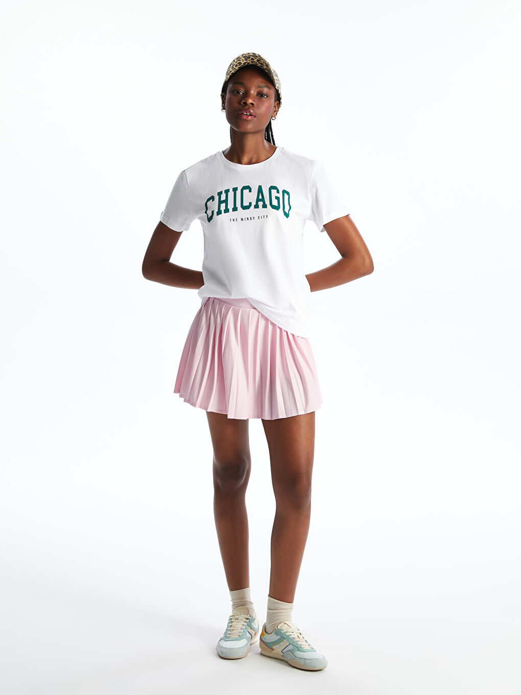 T-Shirt Col Rond Imprimé Chicago Pour Femmes-1