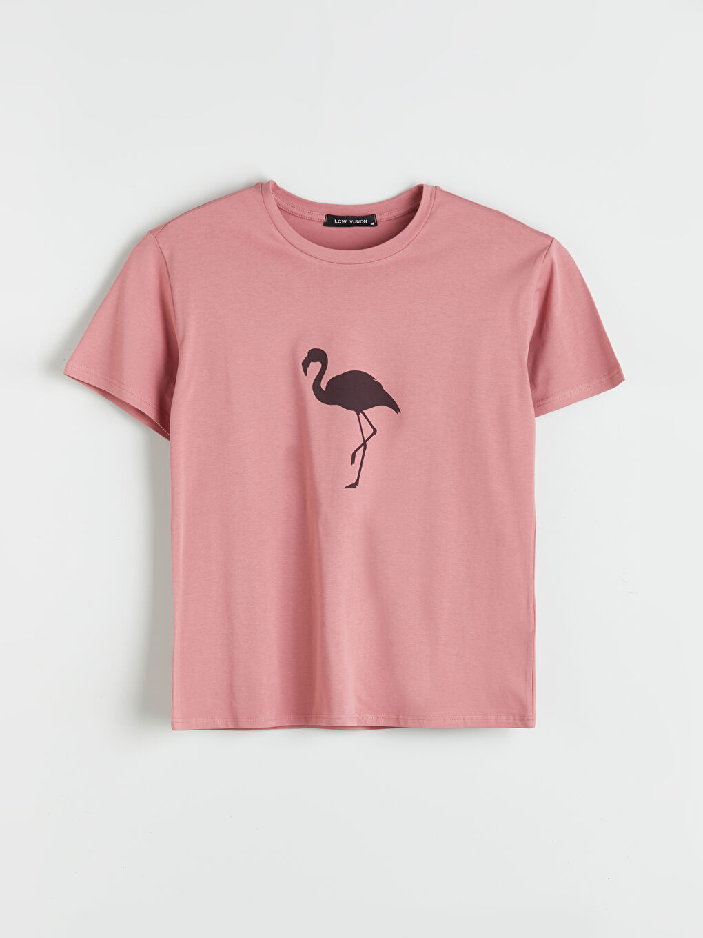 Crew Neck Flamingo Printed Women's T-Shirt-4