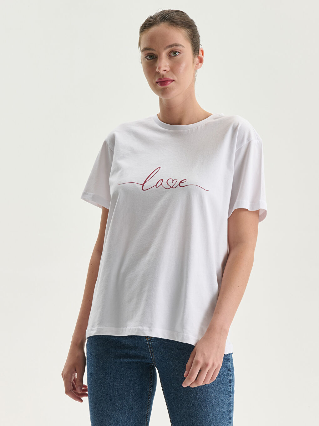 T-shirt Imprimé à Col Rond pour Femmes