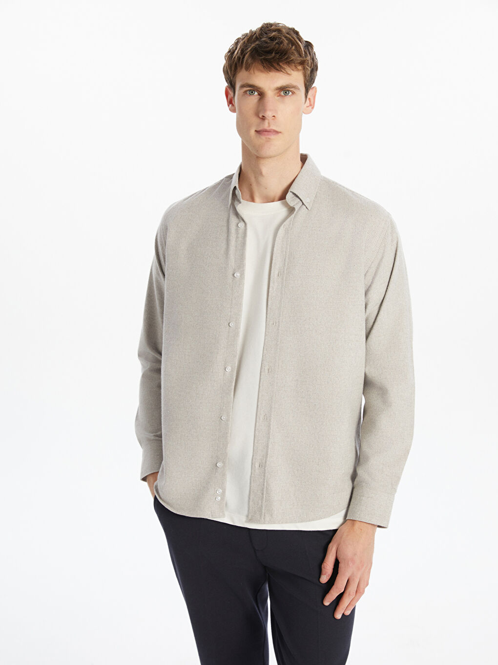 Regular Fit Long Sleeve Men's Shirt -S5OB27Z8-YHF