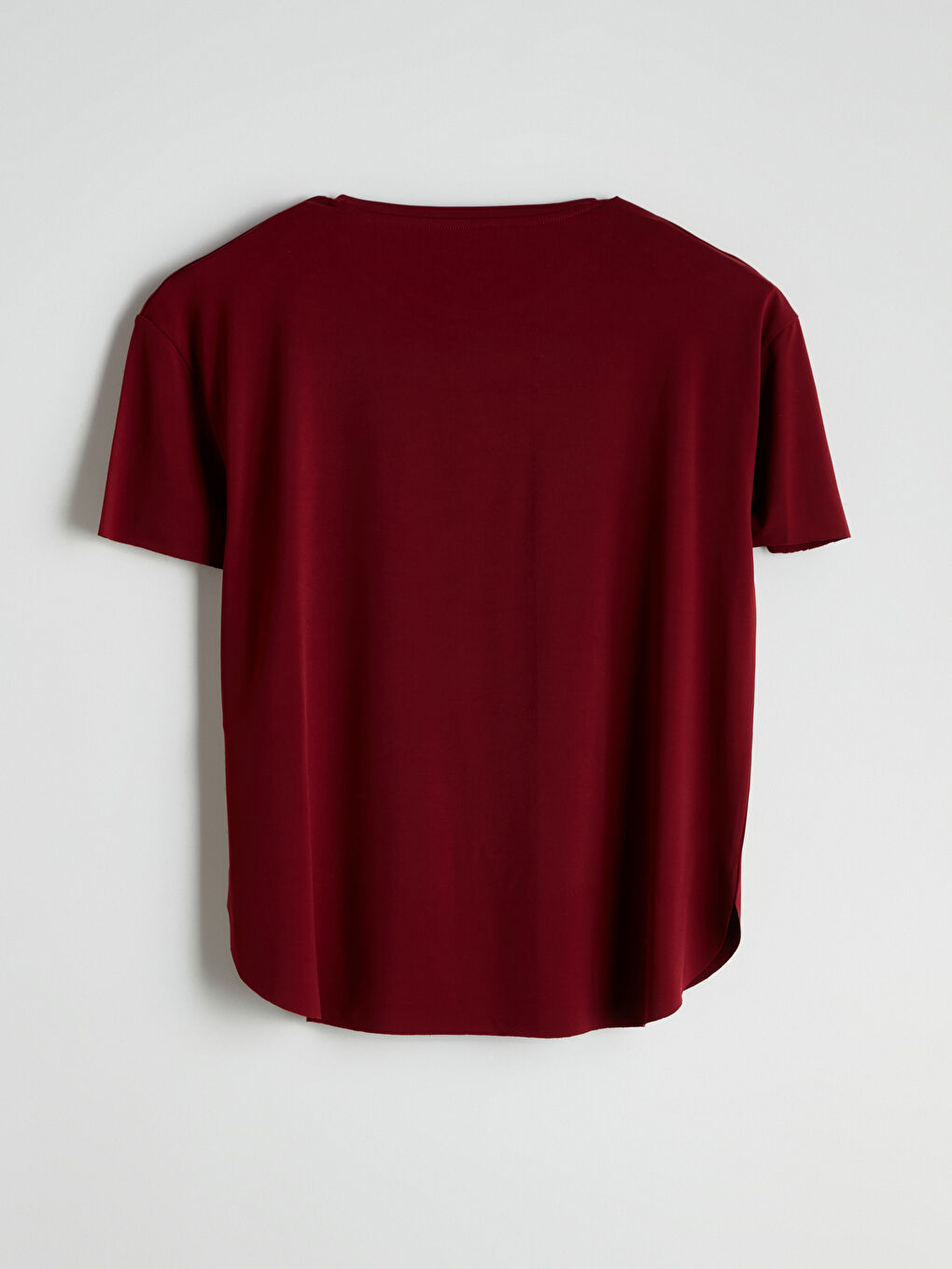 Bordo Bisiklet Yaka Modal Karışımlı Kadın Spor Tişört-5