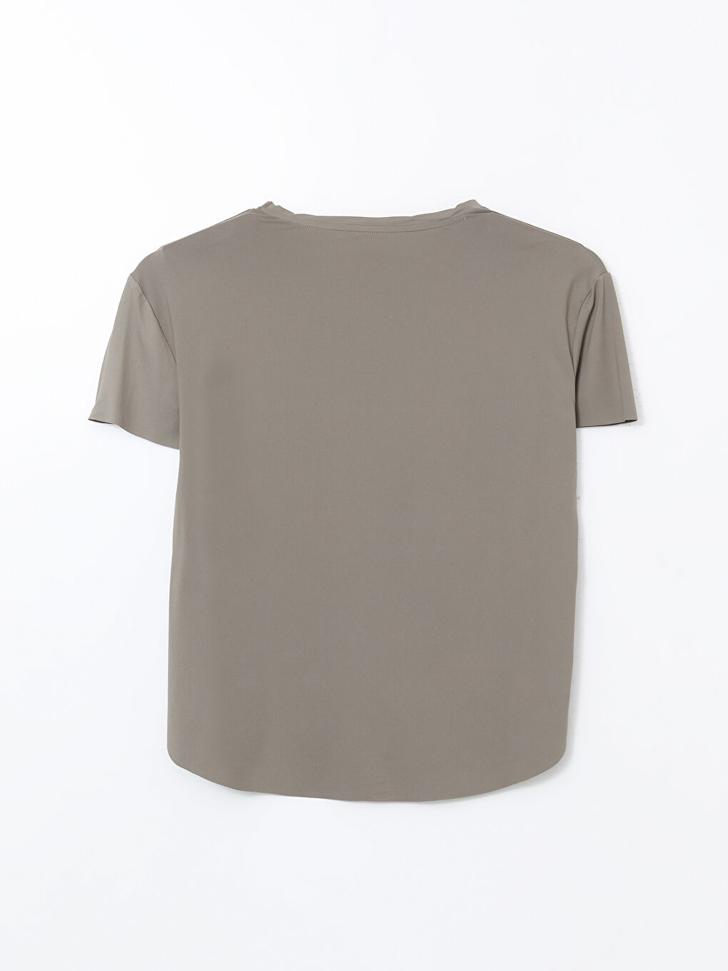 Haki Bisiklet Yaka Modal Karışımlı Kadın Spor Tişört-5