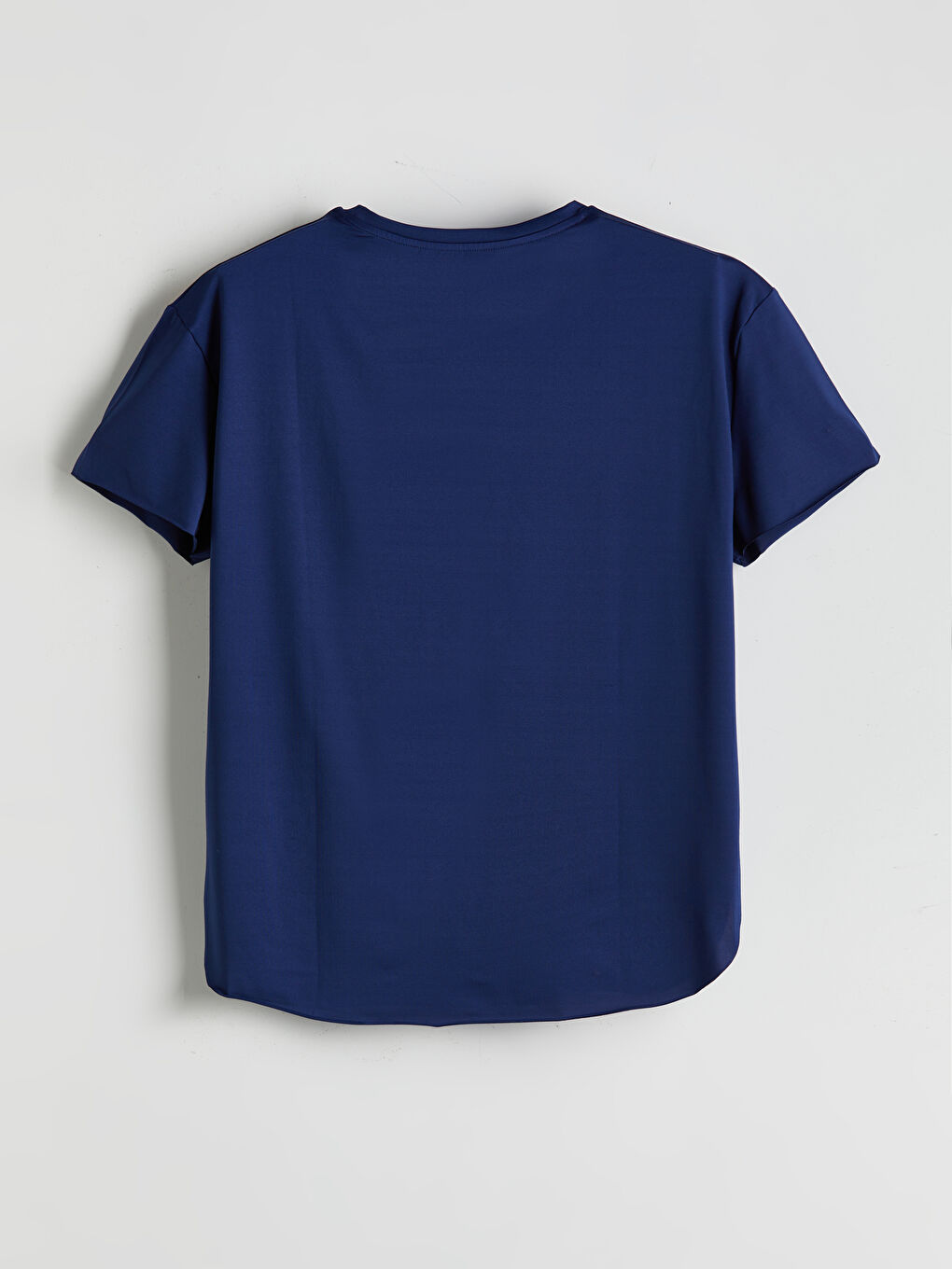 Lacivert Bisiklet Yaka Modal Karışımlı Kadın Spor Tişört-5