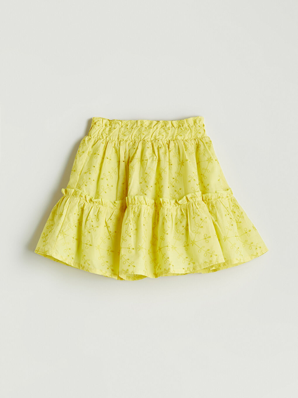 Yeşil Beli Lastikli Fisto Detaylı Kız Çocuk Etek-2