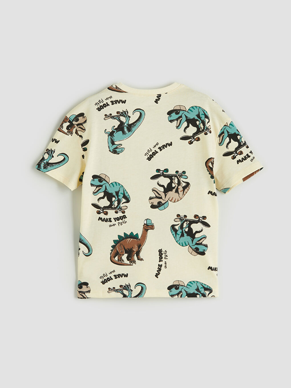 Bej Bisiklet Yaka Erkek Çocuk Tişört-1