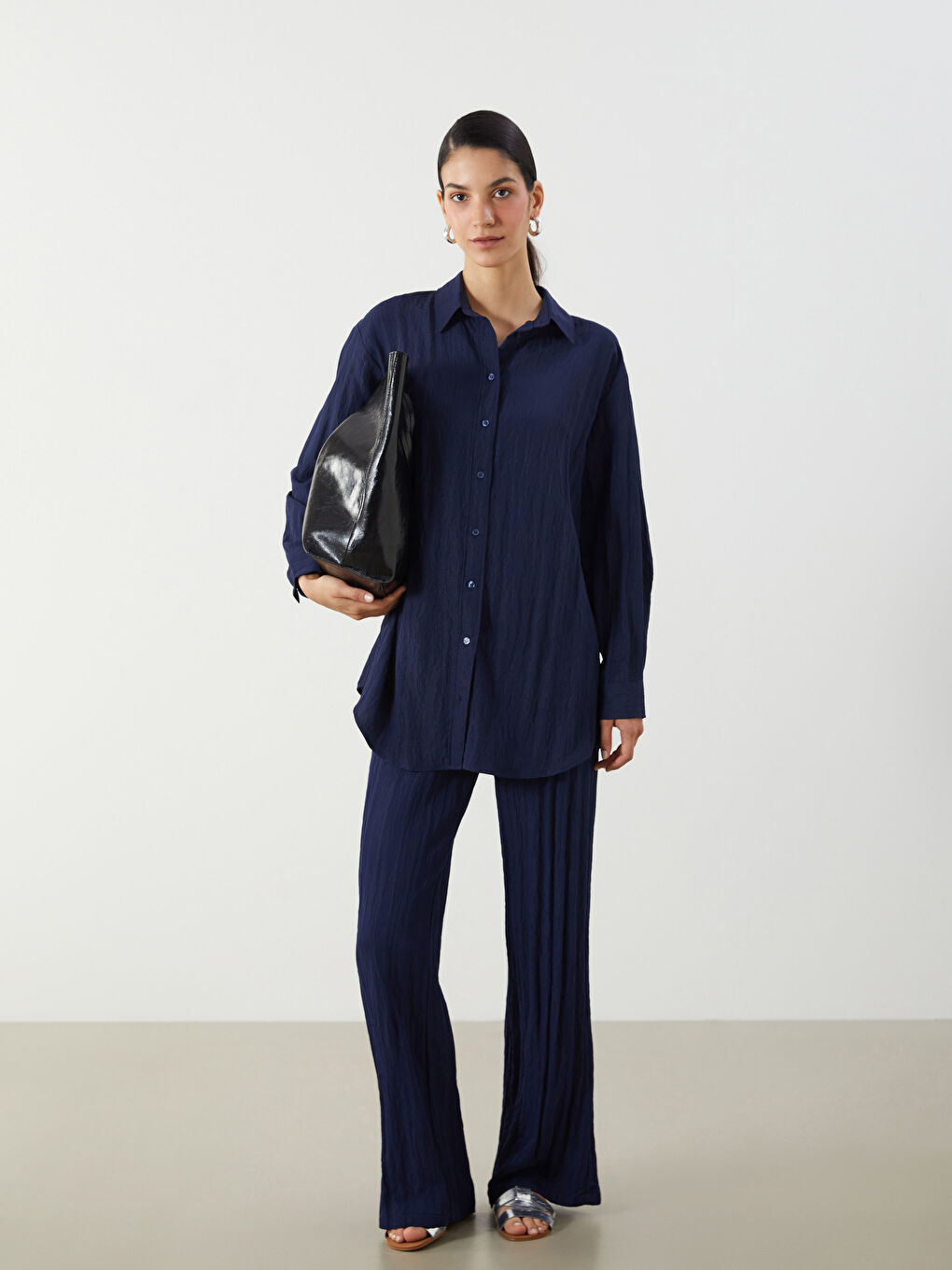 سروال نساء بخصر مطاطي ومجعد