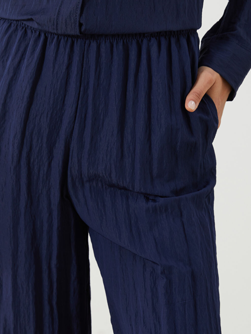 سروال نساء بخصر مطاطي ومجعد-2