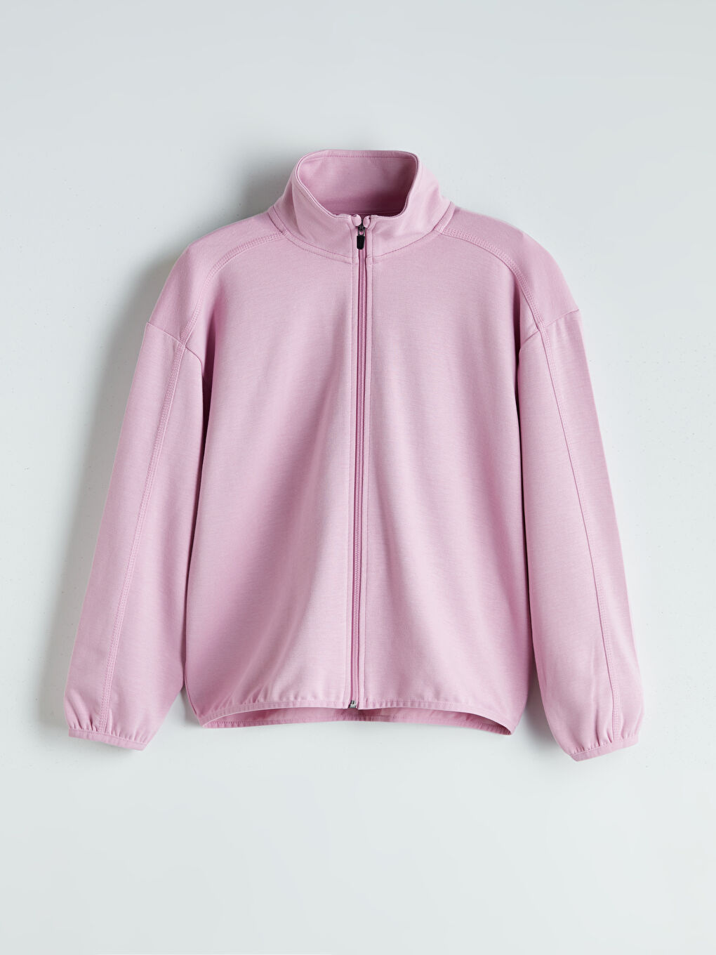 Lila Dik Yaka Kız Çocuk Fermuarlı Sweatshirt-2