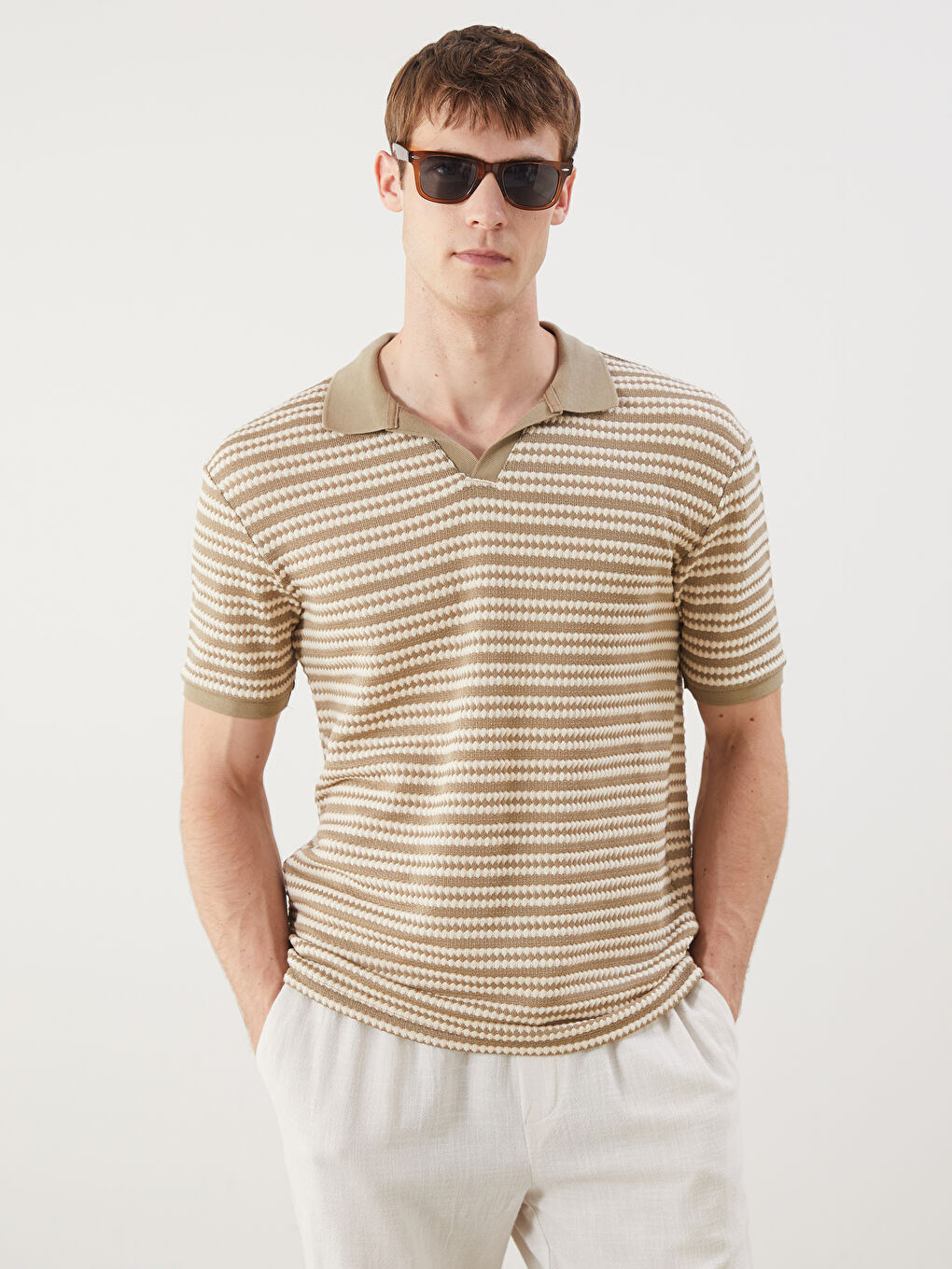 LCW Vision Polo Neck Striped Men's T-Shirt -S5OB98Z8-ELZ
