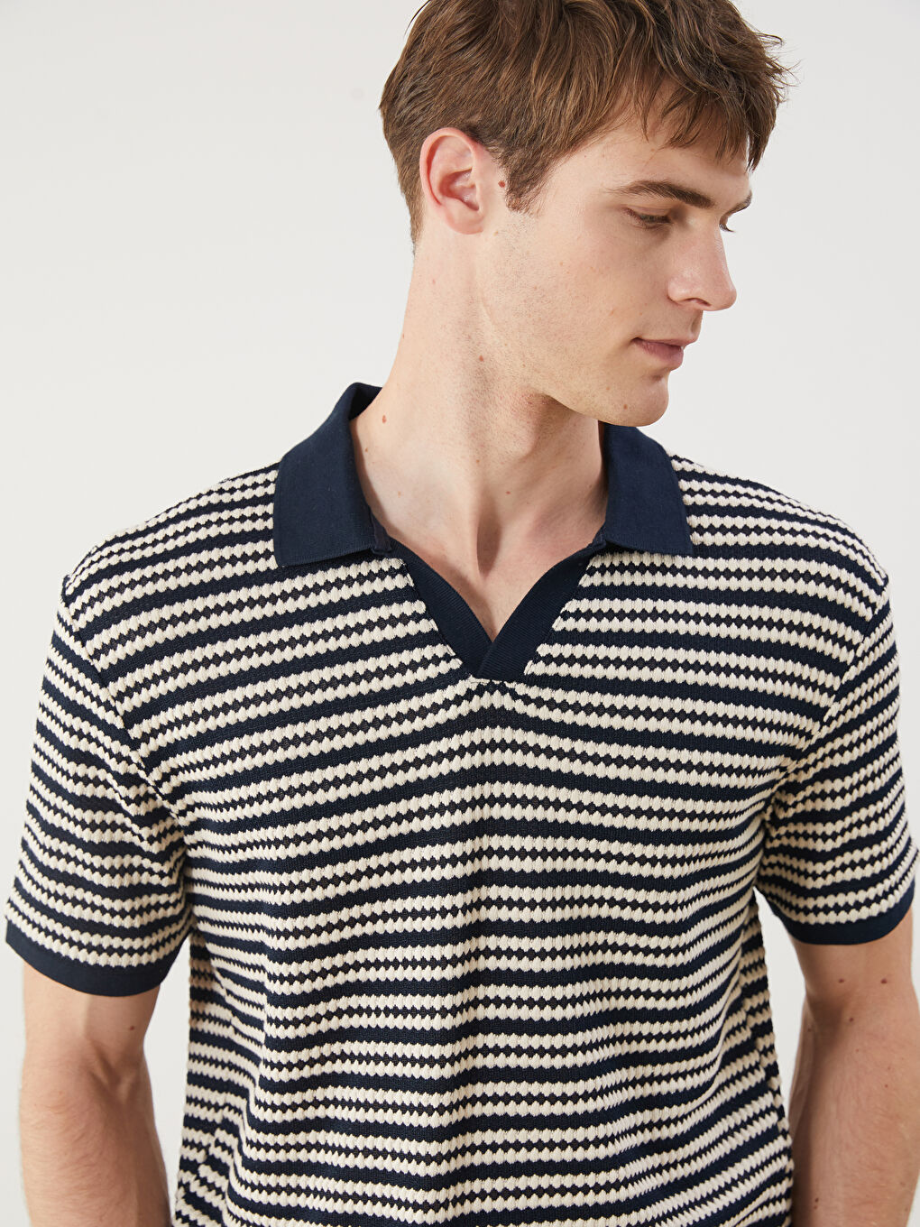 LCW Vision Polo Neck Striped Men's T-Shirt -S5OB98Z8-LGS