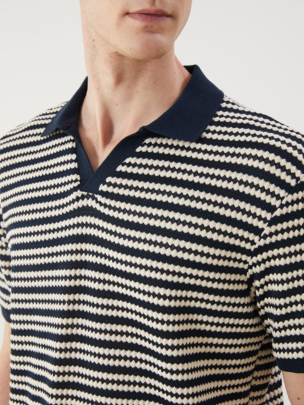 LCW Vision Polo Neck Striped Men's T-Shirt -S5OB98Z8-LGS