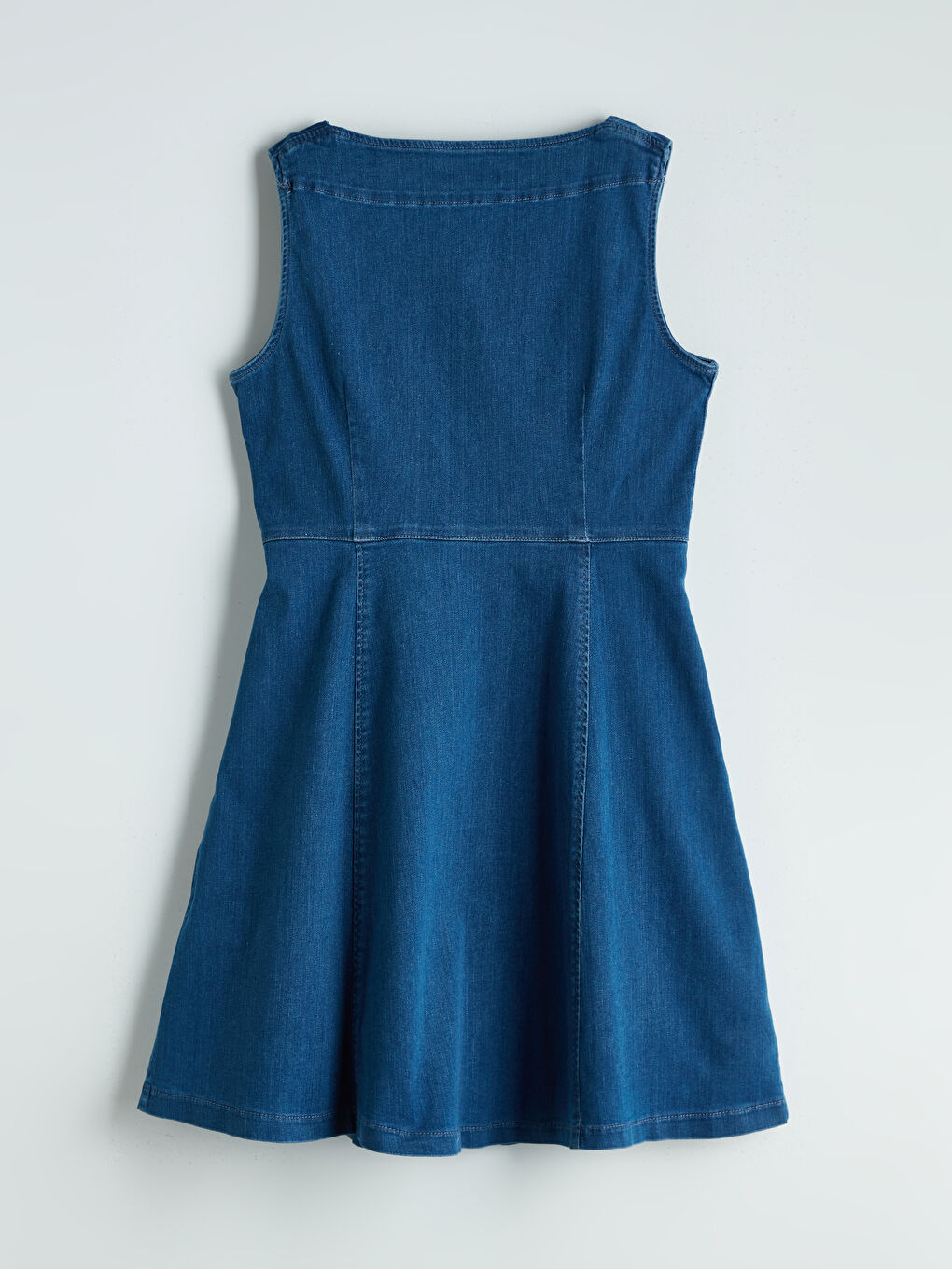 Natuvera Indigo Kalp Yaka Mini Jean Elbise - 5