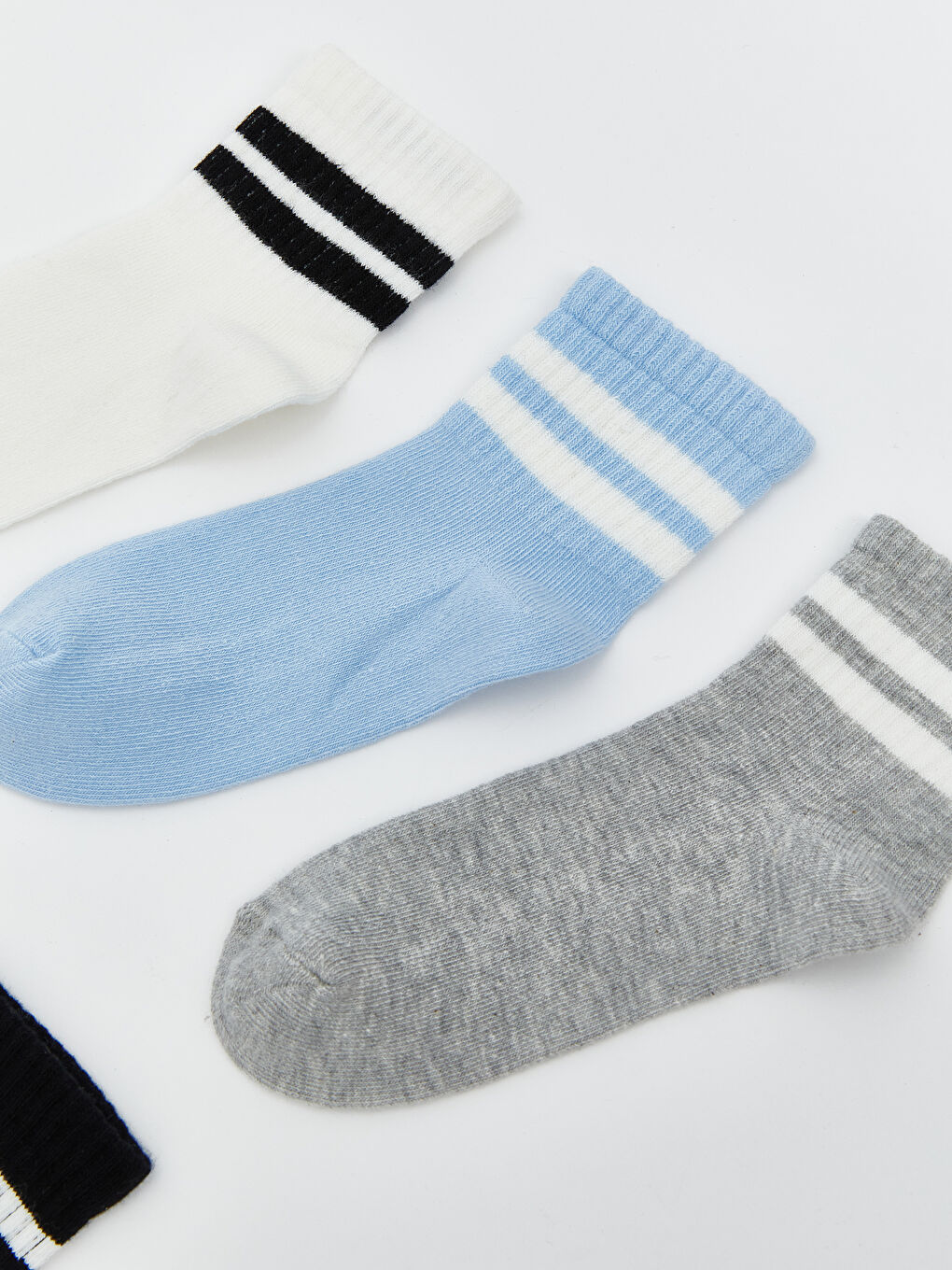 Pembe Çizgili Kız Çocuk Soket Çorap 5'li-1