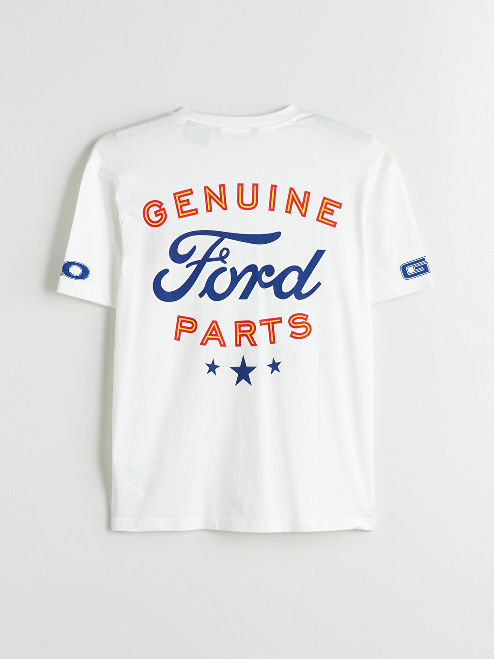 Ekru Bisiklet Yaka Baskılı Penye Erkek Tişört-5