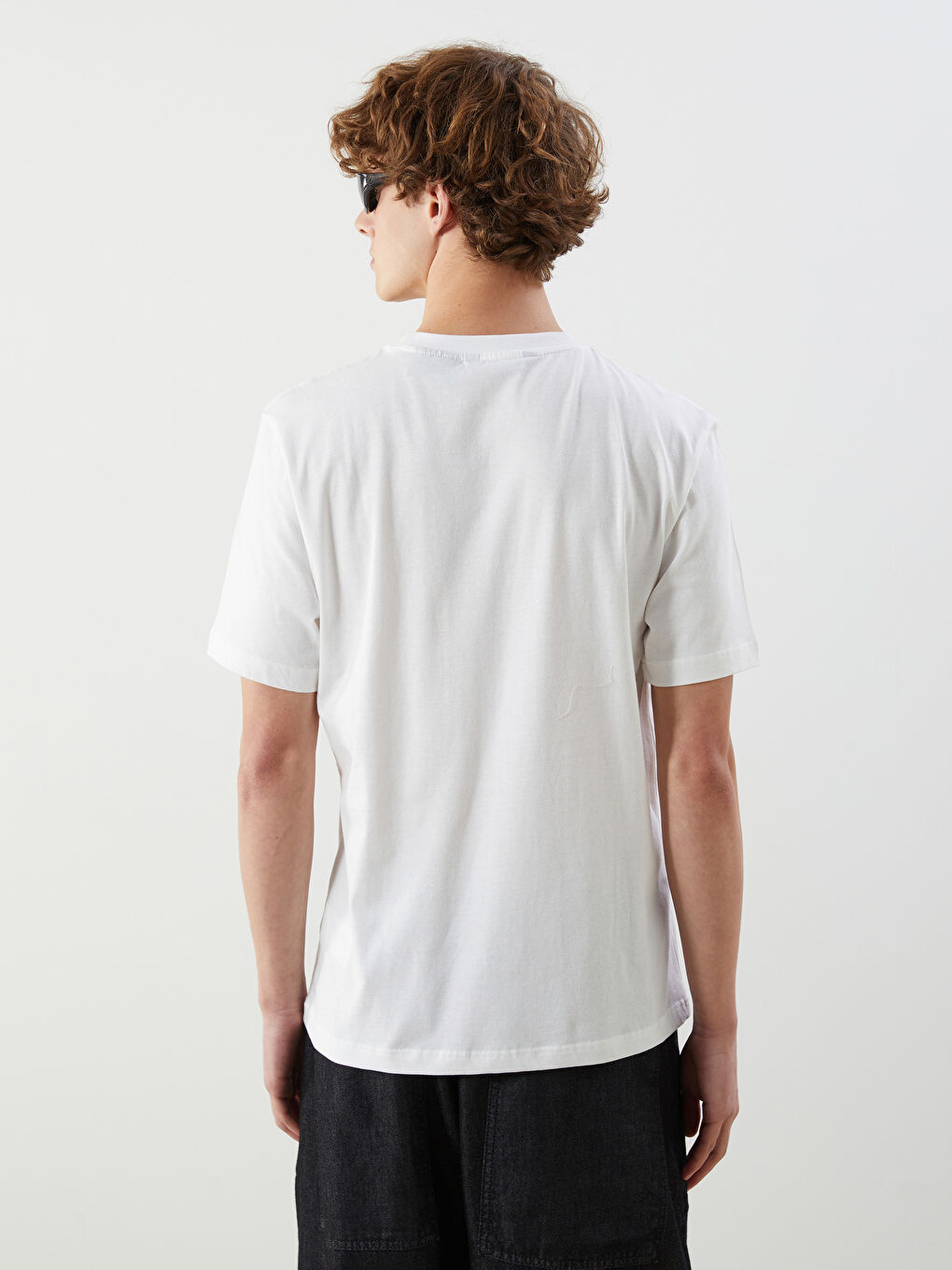 Ekru Bisiklet Yaka Ford Mustang Baskılı Penye Erkek Tişört-3