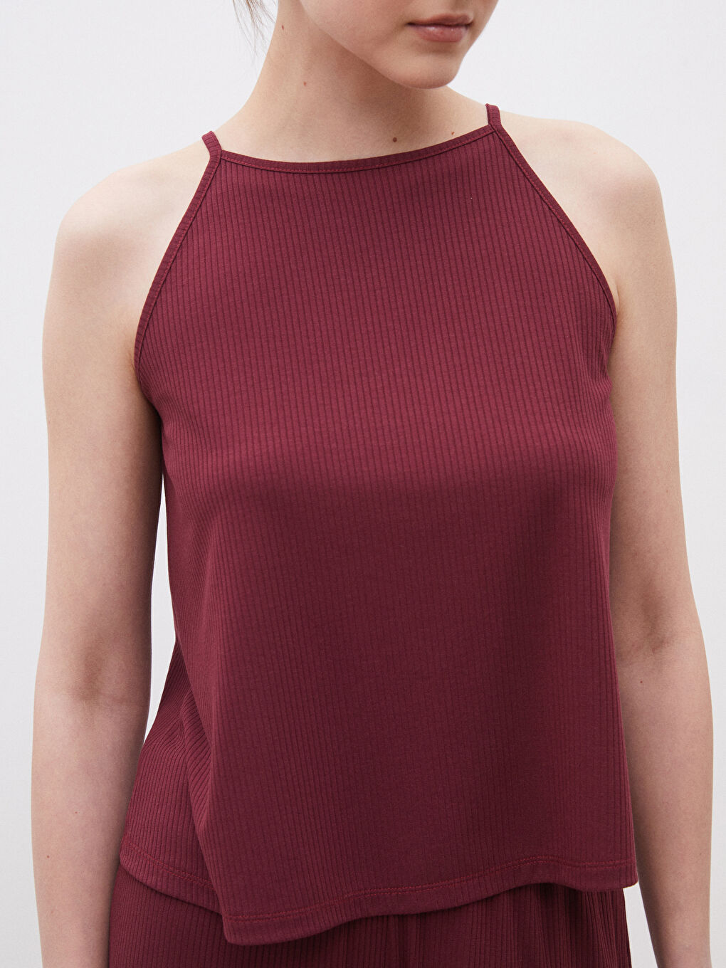 Bordo Halter Yaka Kadın Atlet-2