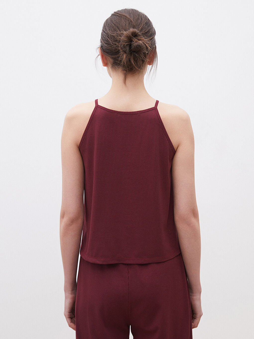 Bordo Halter Yaka Kadın Atlet-3