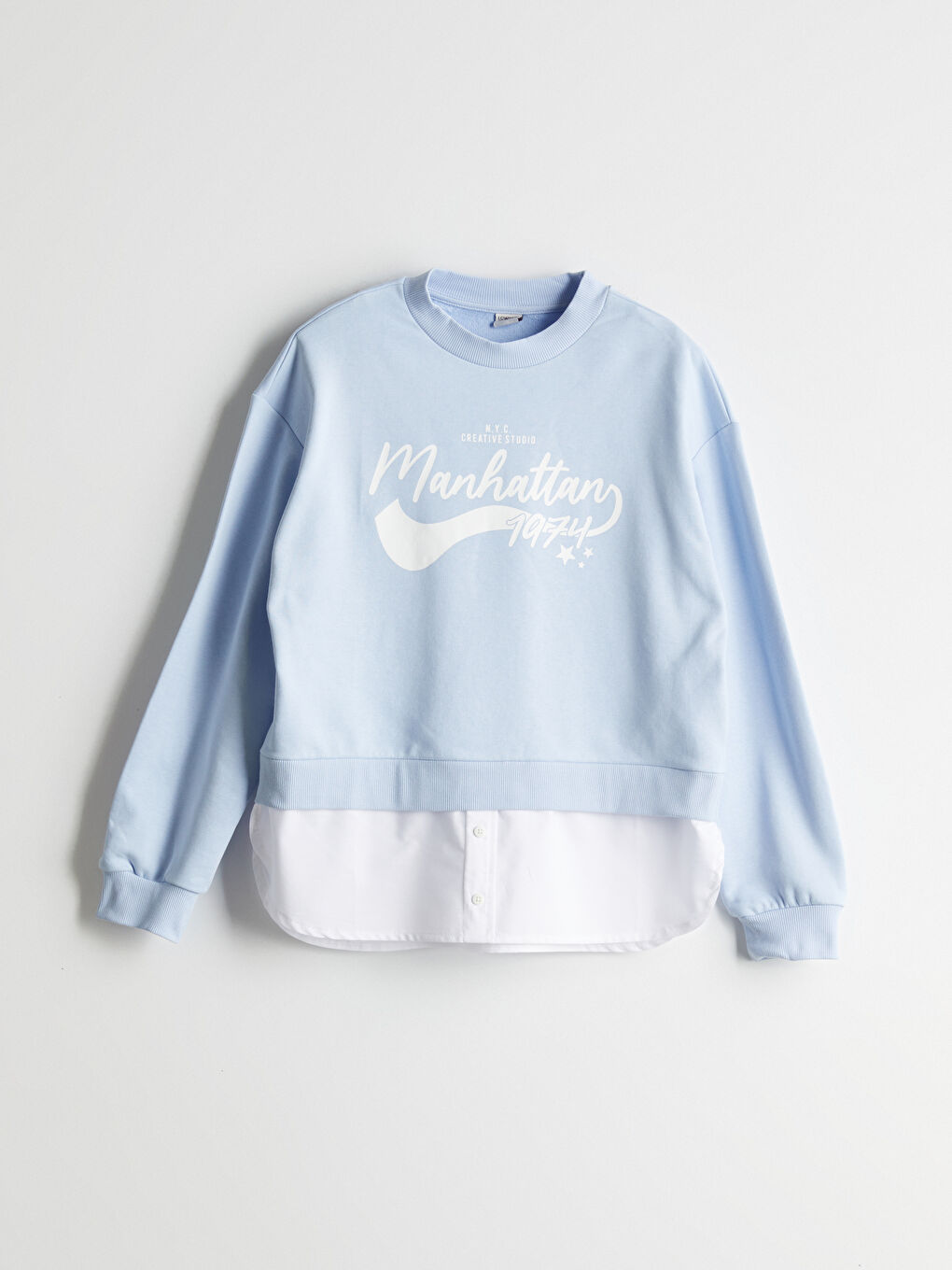 Mavi Bisiklet Yaka Manhattan Baskılı Kız Çocuk Sweatshirt