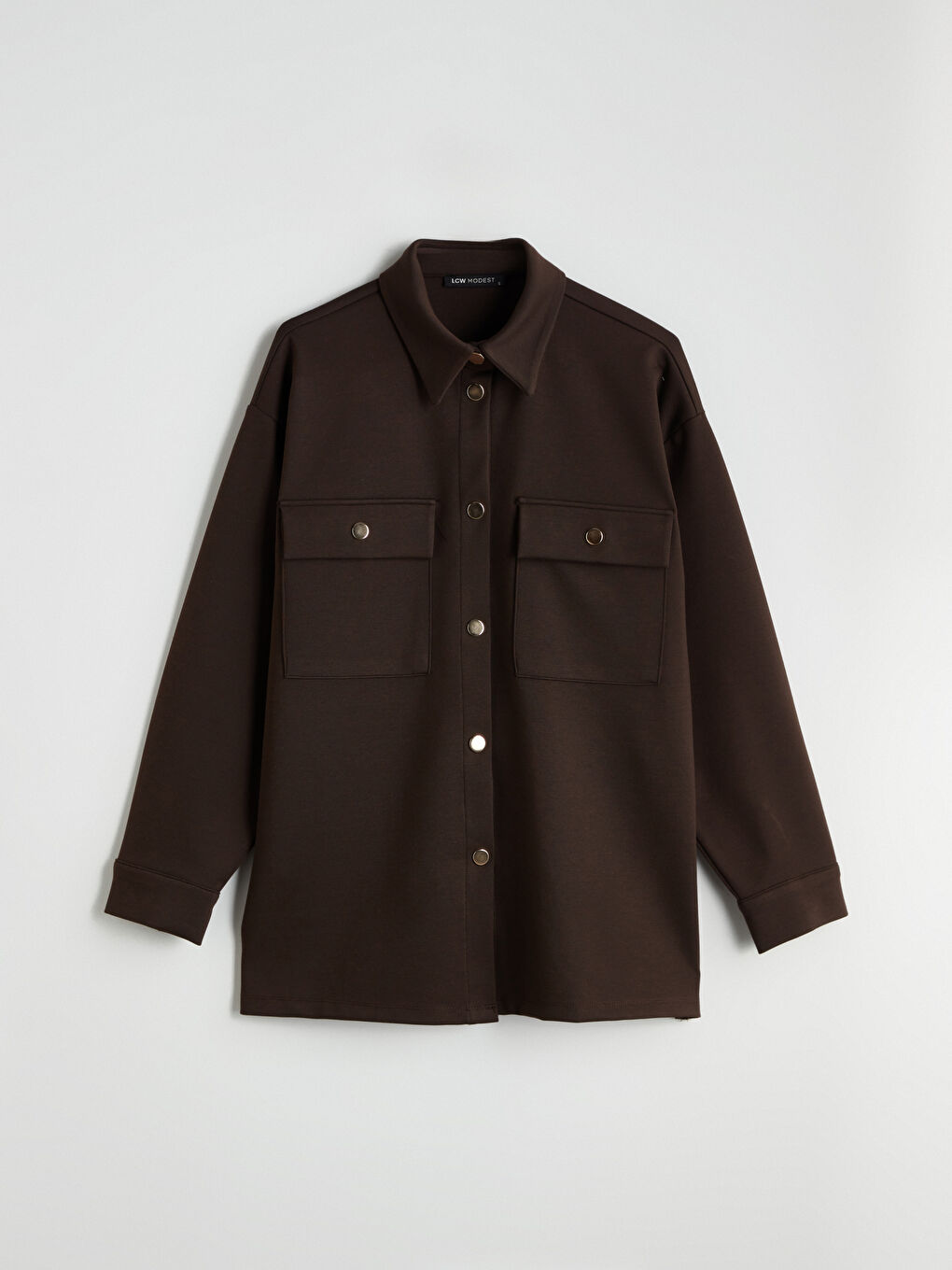 Kahverengi Düz Oversize Kadın Gömlek Tunik-4