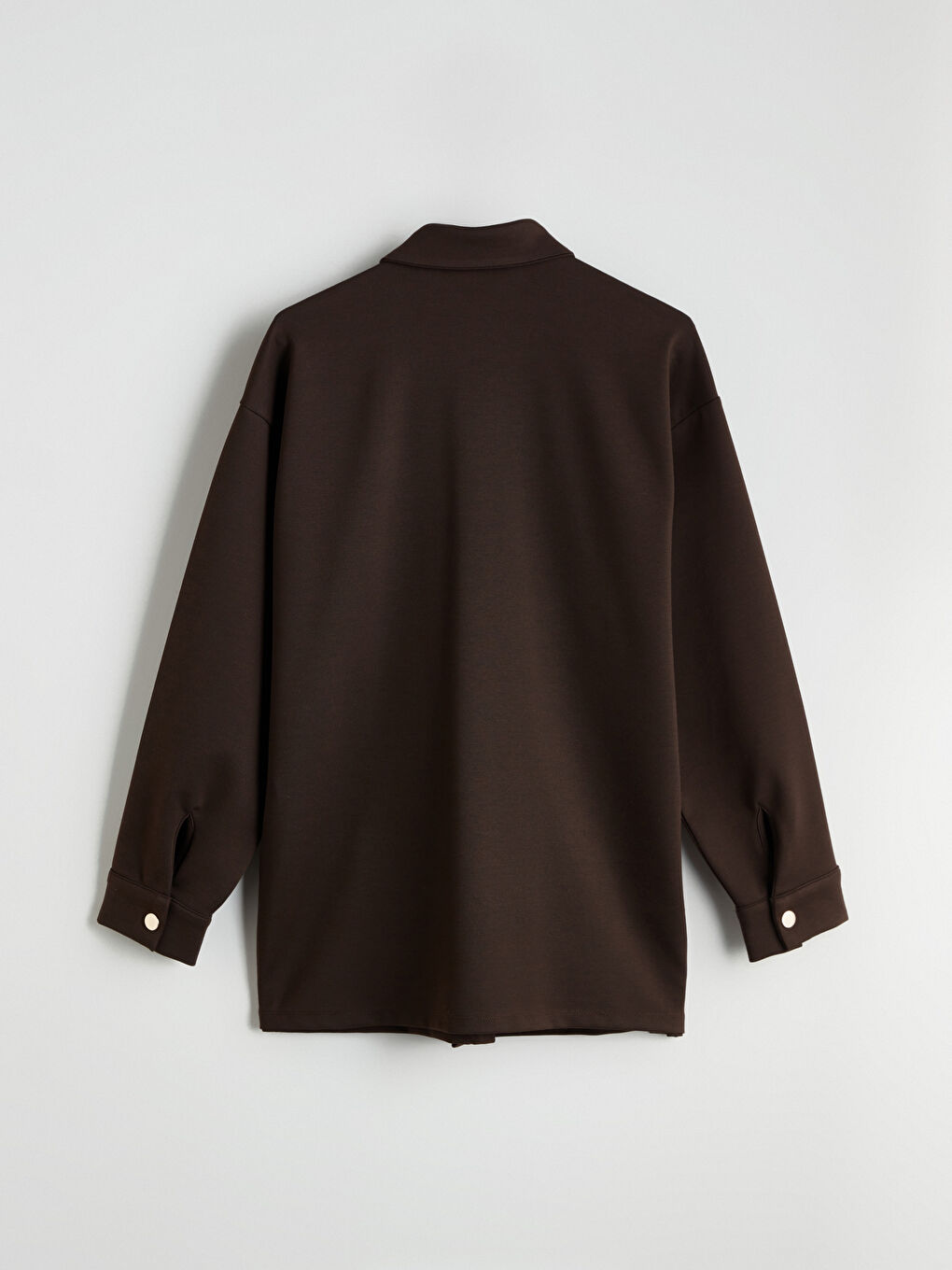 Kahverengi Düz Oversize Kadın Gömlek Tunik-5