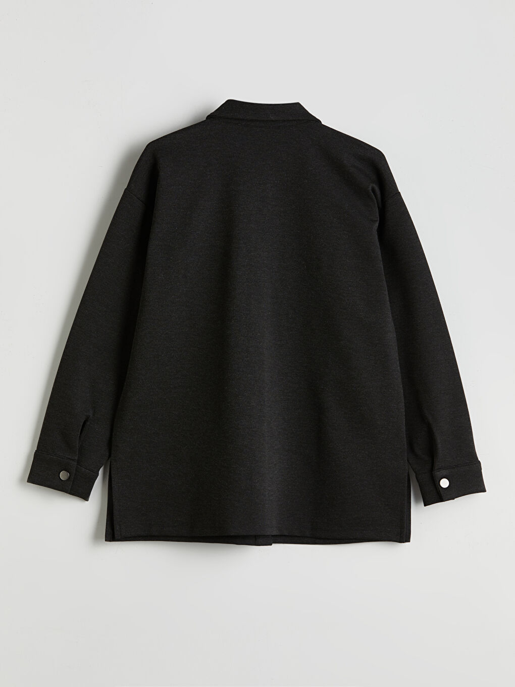 Antrasit Düz Oversize Kadın Gömlek Tunik-5