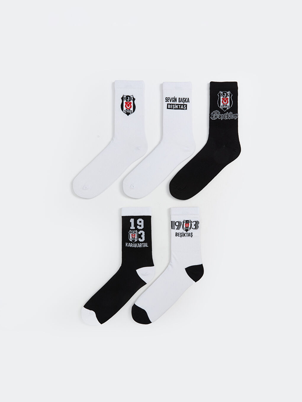 LCW ACCESSORIES Karişik Beşiktaş Baskılı Erkek Taraftar Soket Çorap 5'li - 1