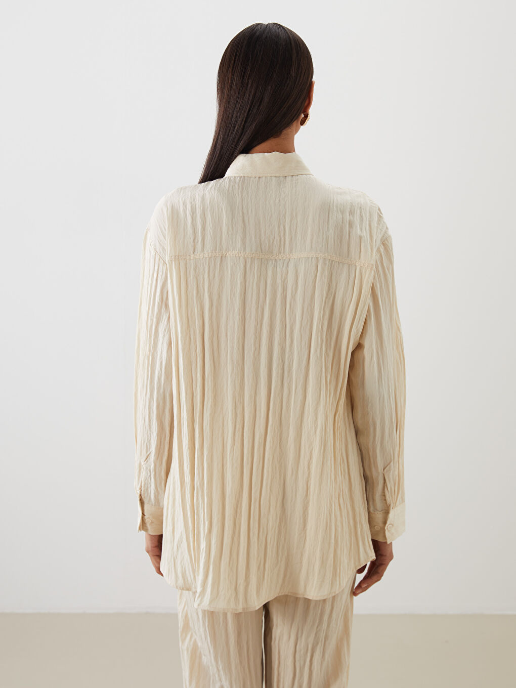 Textured Women's Shirt Tunic -S5OE37Z8-VGD