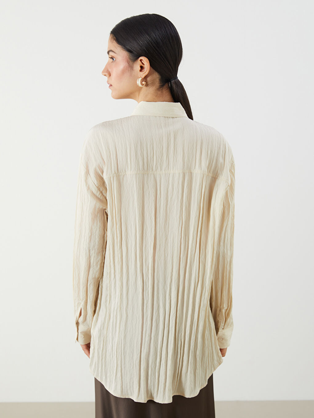 Textured Women's Shirt Tunic -S5OE37Z8-VGD