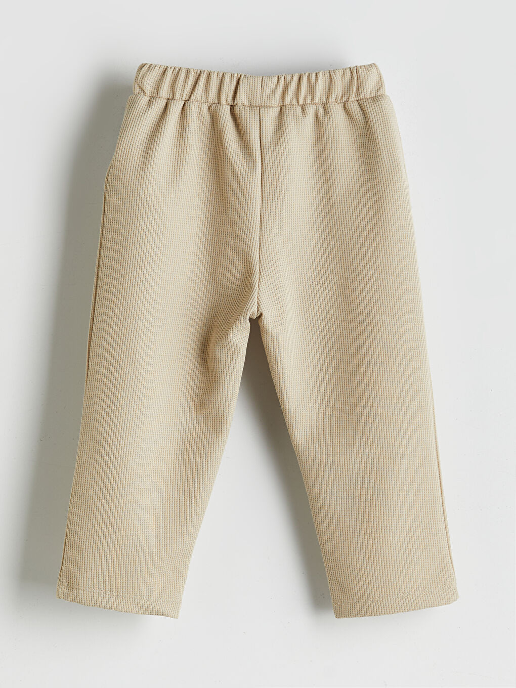 Bej Beli Lastikli Basic Erkek Bebek Jogger Eşofman Altı-1