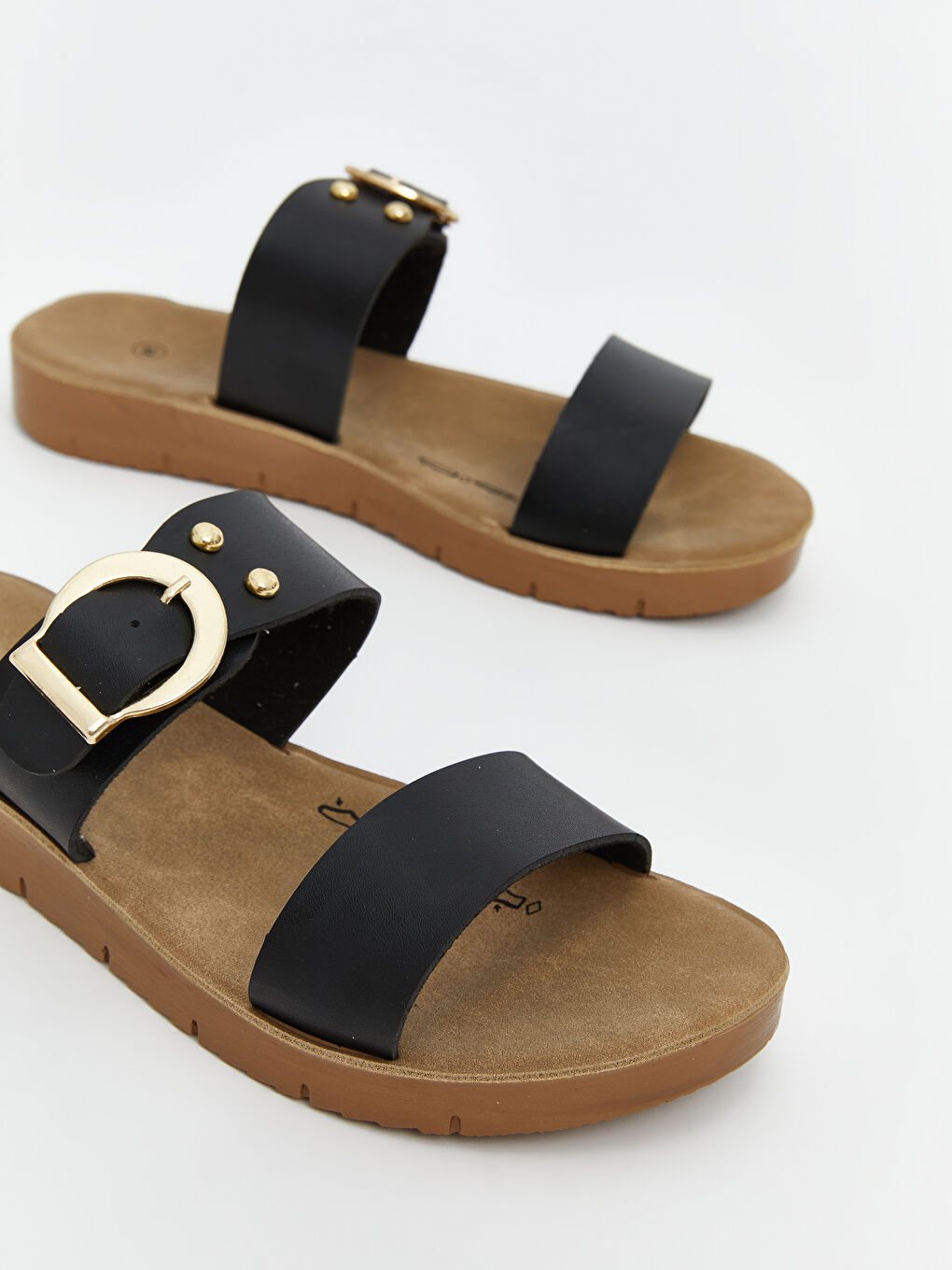 Leather Look Double Banded Women's Slippers -S5OE58Z8-CVL