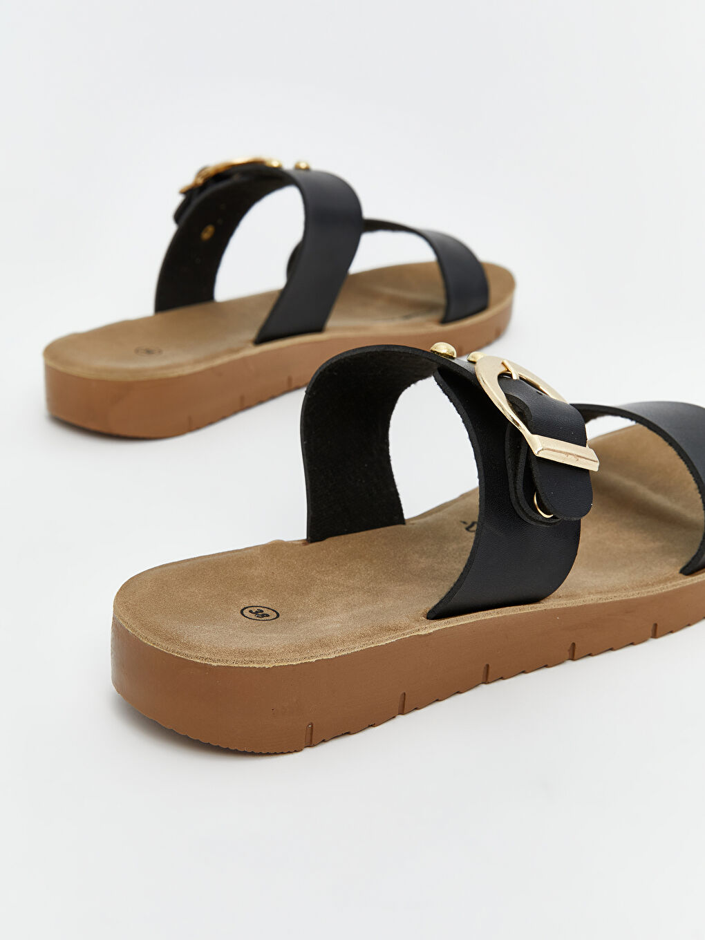 Leather Look Double Banded Women's Slippers -S5OE58Z8-CVL