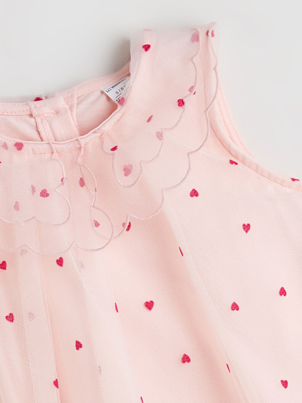 فستان تل للبنات بطبعة قلوب-2