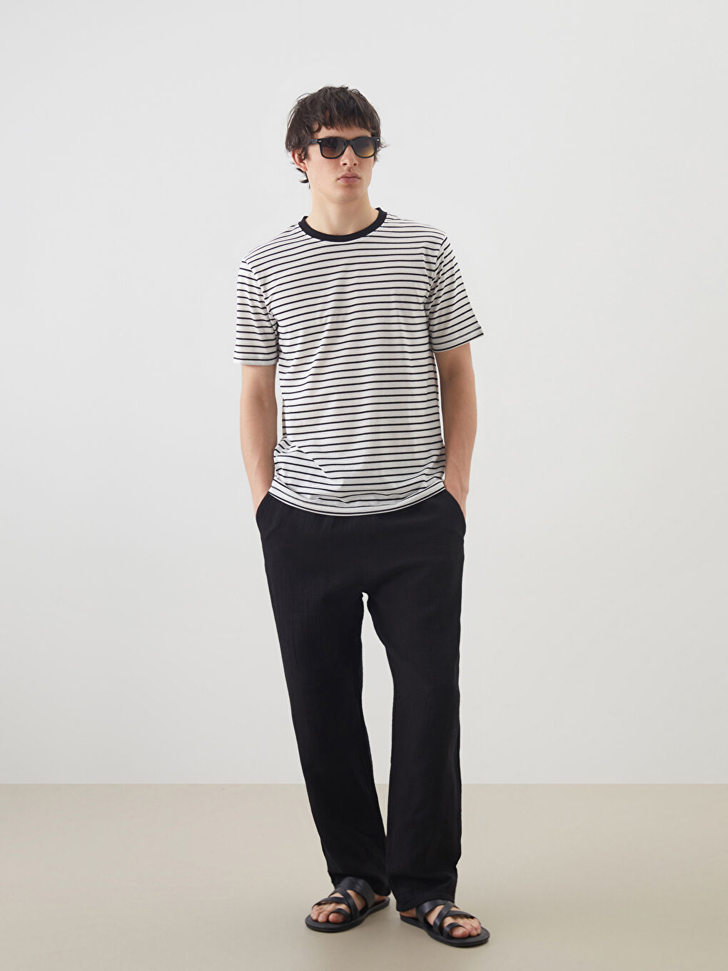 Crew Neck Striped Jersey Men's T-Shirt -S5OE75Z8-CVL