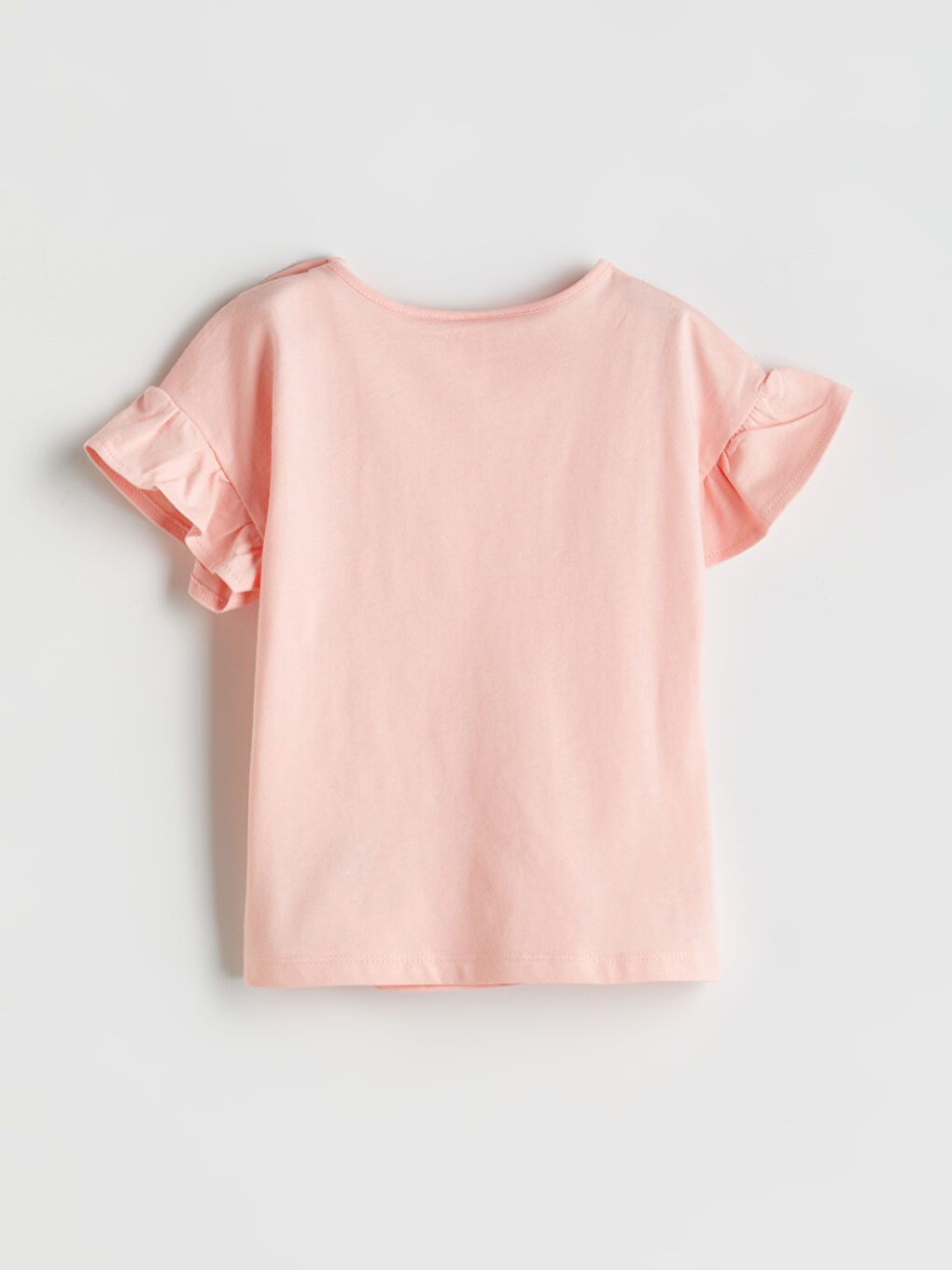Pembe Bisiklet Yaka Kolu Fırfırlı Kız Bebek Tişört-1
