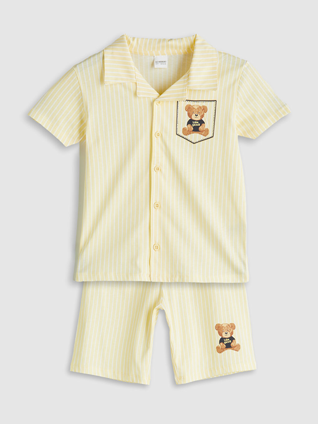 LCW Kids طقم بيجاما قصير أصفر طفل رضيع -S5OF73Z1-LUG