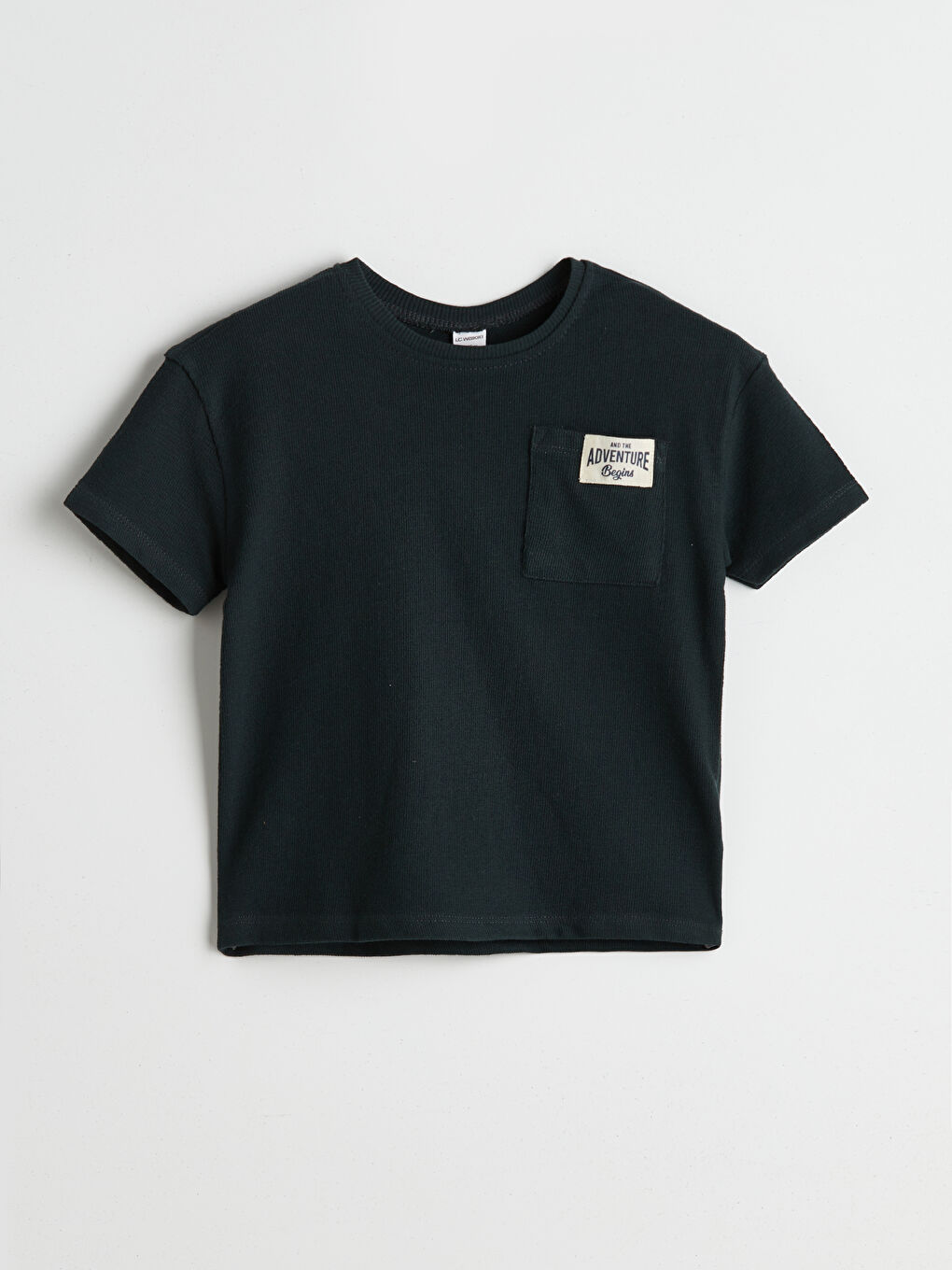 Antrasit Bisiklet Yaka Baskılı Erkek Çocuk Tişört