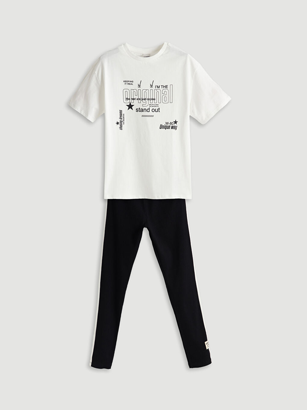LCW Kids Crew Neck Girls' T-Shirt and Tights -S5OF93Z4-FDU
