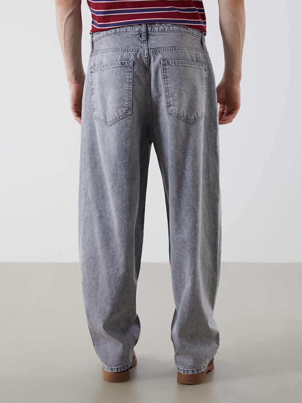 Gri Loose Fit Erkek Jean Pantolon-3