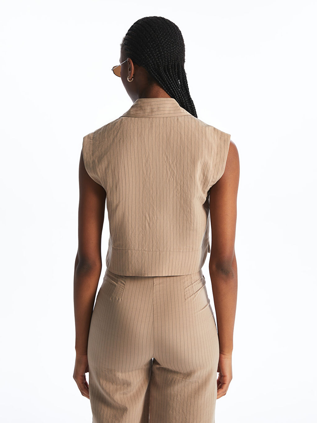 Kahverengi Çizgili Modal Karışımlı Kadın Gömlek-3