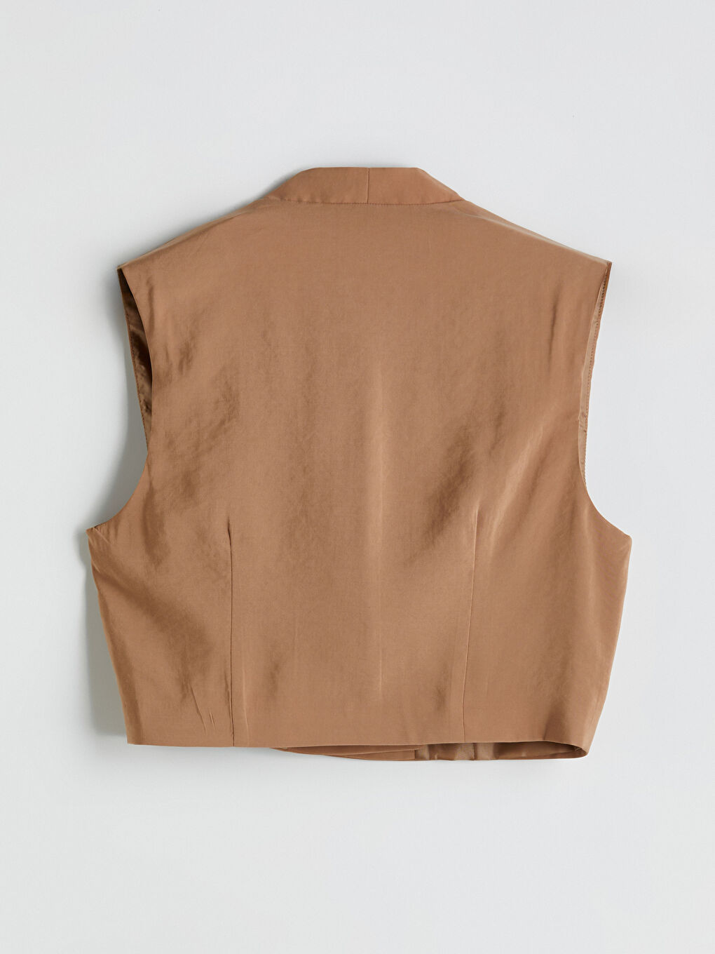 Kahverengi Ceket Yaka Kadın Klasik Yelek-5