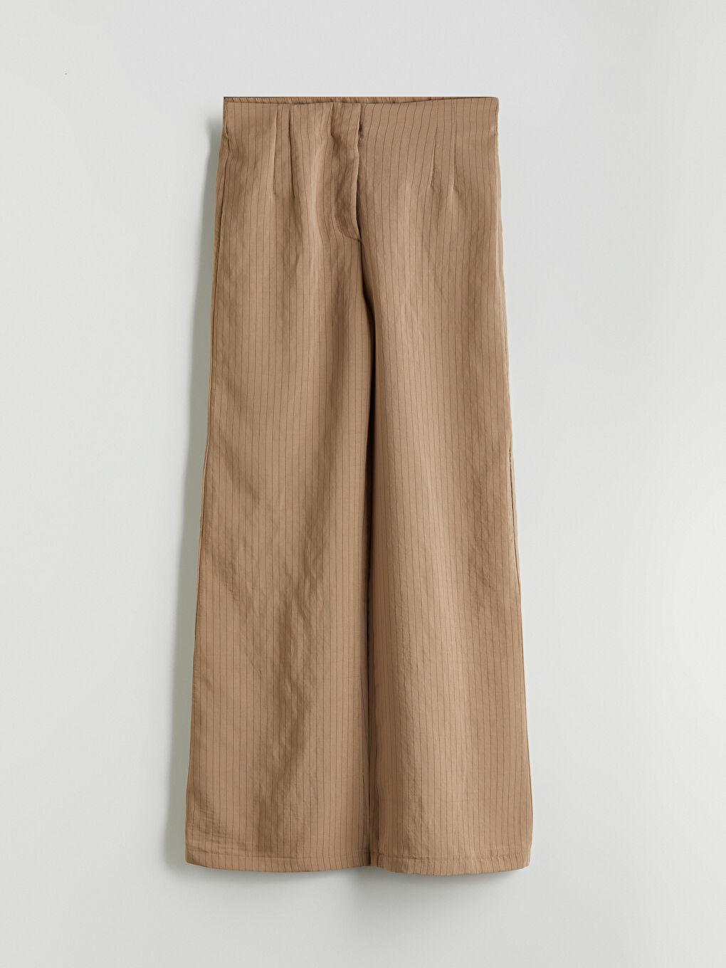 Kahverengi Çizgili Modal Karışımlı Kadın Pileli Pantolon-4