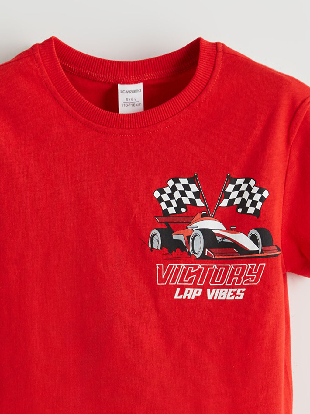 Kırmızı Bisiklet Yaka Baskılı Erkek Çocuk Tişört-3
