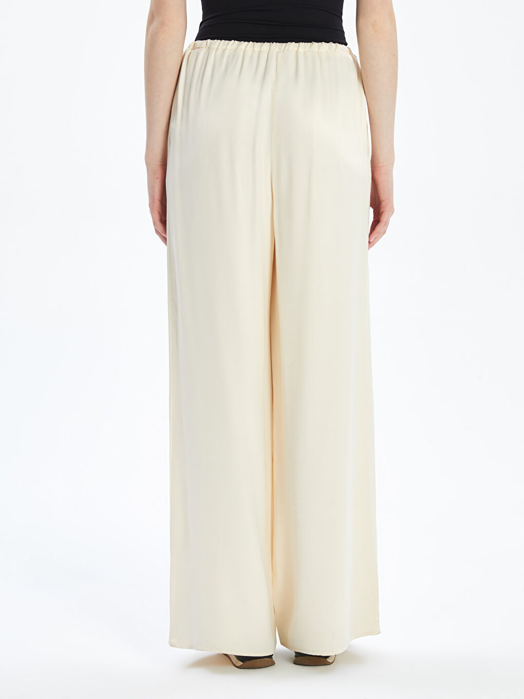 Elastic Waist Satin Women's Trousers -S5OG37Z8-CR8