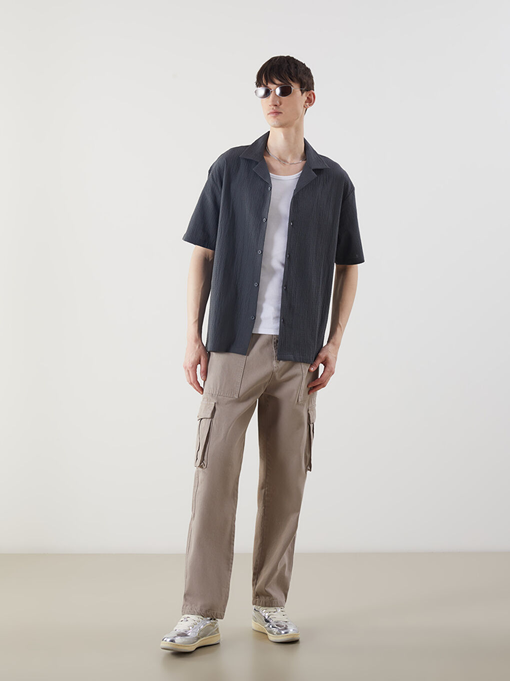 XSIDE Relaxed Fit Short Sleeve Men's Textured Shirt -S5OG41Z8-HZX